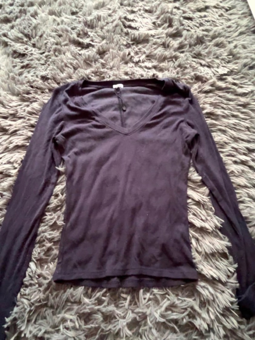 Garage Black V-Neck Long Sleeve Tee